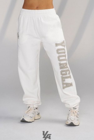 Dámské Kalhoty YoungLA Campus Joggers Bílé | 463902LXF