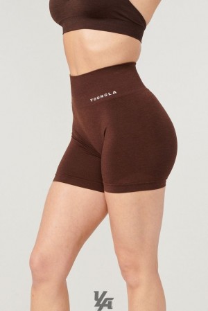 Dámské Kraťasy YoungLA Core Seamless Scrunch Shorts Fall 23 Hnědé | 231894DXB