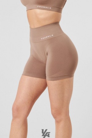 Dámské Kraťasy YoungLA Core Seamless Scrunch Shorts Fall 23 Hnědé | 470392DFW