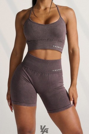 Dámské Legíny YoungLA Carbon Scrunch Biker Shorts Černé Blankyt Světle Modré | 325487YQV