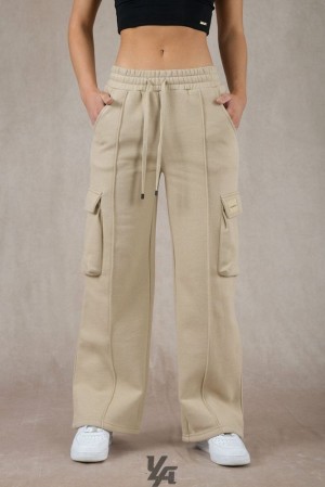 Dámské Legíny YoungLA Cargo Fleece Joggers Béžový | 059718IRZ