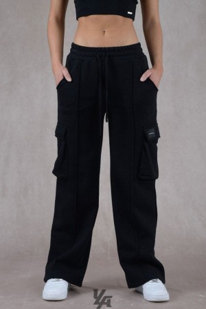 Dámské Legíny YoungLA Cargo Fleece Joggers Černé | 817250NWP