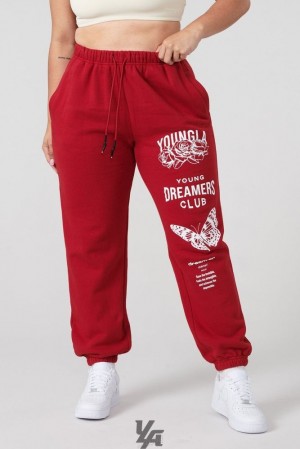 Dámské Legíny YoungLA Dreamer Joggers Tmavě Červené | 168052CMY