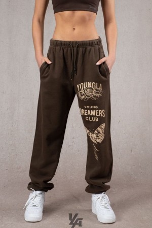 Dámské Legíny YoungLA Dreamers Joggers Hnědé Blankyt Světle Modré | 168297UKT