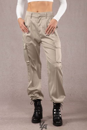 Dámské Legíny YoungLA Gloria Satin Cargo Olivy Zelené Zelene | 562108JZQ