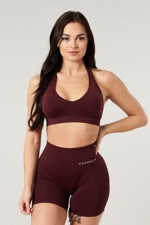 Dámské Sportovní Podprsenka YoungLA Core Seamless Halter Sports Bra Vínové | 086592ZWB