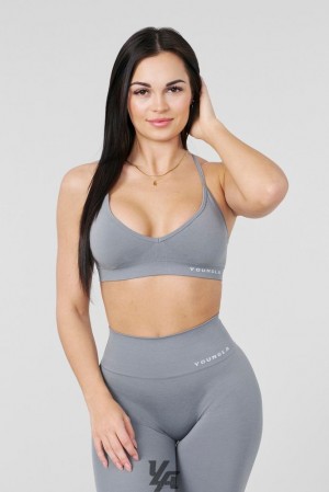 Dámské Sportovní Podprsenka YoungLA Core Seamless Sports Bra Šedé | 923145IVB