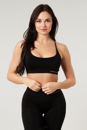 Dámské Sportovní Podprsenka YoungLA Core Seamless Scoop Neck Bra Černé | 170293DZN