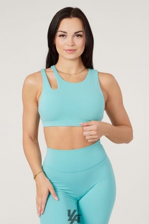 Dámské Sportovní Podprsenka YoungLA Powerpuff Sports Bra Světle Tyrkysové Blankyt | 870362EFH