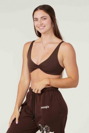 Dámské Sportovní Podprsenka YoungLA Spiral Sports Bra Hnědé | 142365YAZ