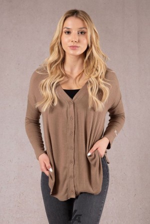 Dámské Svrchní Oblečení YoungLA Cafe Cardigan Blonde Roast | 250419ICK