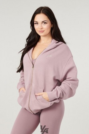 Dámské Svrchní Oblečení YoungLA Emblem Zip Up Hoodie Fialové | 647210PZS