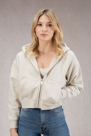 Dámské Svrchní Oblečení YoungLA Essential Zip-up Hoodie Béžový | 092374NOZ