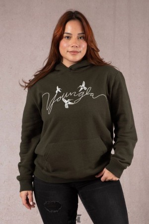 Dámské Svrchní Oblečení YoungLA Hummingbird Oversized Hoodie Tmavě Olivy Zelené | 546902LPV