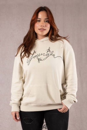Dámské Svrchní Oblečení YoungLA Hummingbird Oversized Hoodie Béžový | 819230ODR