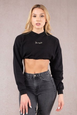 Dámské Svrchní Oblečení YoungLA Scrunch Cropped Sweatshirt Černé Blankyt Světle Modré | 703145IGB