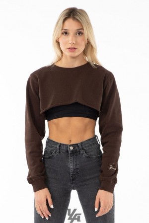 Dámské Svrchní Oblečení YoungLA Super Crop Sweater Hnědé | 480679WOM