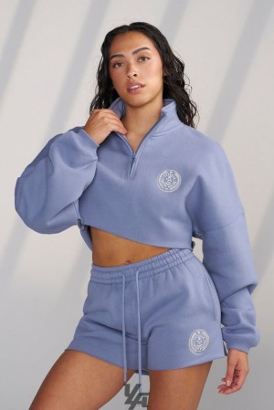Dámské Svrchní Oblečení YoungLA Teddy Crop Quarter Zip Blankyt | 426591AZB