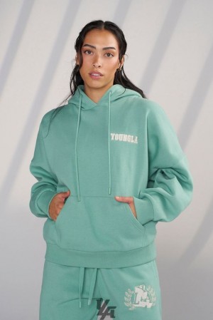 Dámské Svrchní Oblečení YoungLA Teddy Hoodie Zelene | 380275QKG