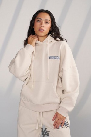 Dámské Svrchní Oblečení YoungLA Teddy Hoodie Béžový | 417083SDP