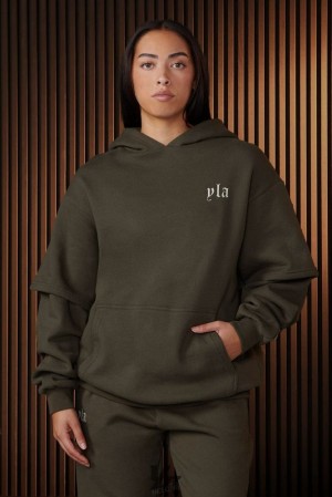 Dámské Svrchní Oblečení YoungLA Urban Layer Hoodie Forest Night | 143068DKI