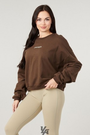 Dámské Svrchní Oblečení YoungLA Willow Crewneck Hnědé Blankyt Světle Modré | 157328QNJ