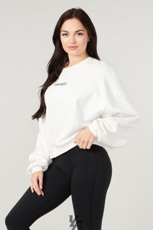 Dámské Svrchní Oblečení YoungLA Willow Crewneck Bílé | 457062BXI