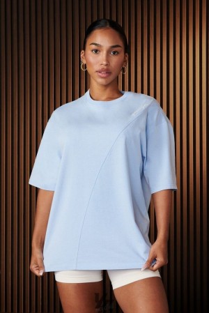 Dámské Topy YoungLA Curve Oversize Tee Blankyt Blankyt Světle Modré | 624907RQB