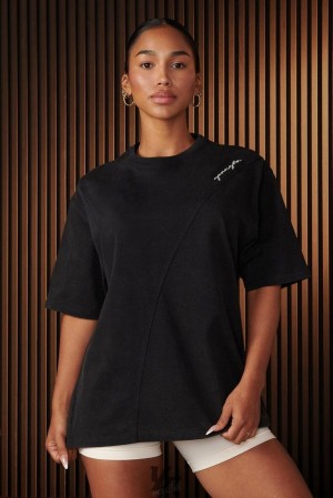 Dámské Topy YoungLA Curve Oversize Tee Černé Blankyt Světle Modré | 572490TSE