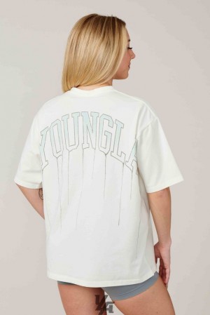 Dámské Topy YoungLA Drip Oversized Tee Coconut Milk | 903426WZS
