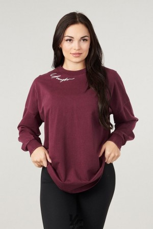 Dámské Topy YoungLA Emblem Long Sleeve Tee Vínové | 065937NGA