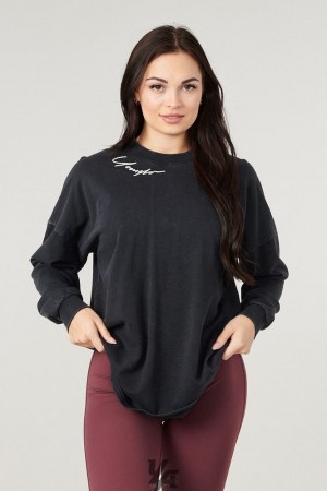 Dámské Topy YoungLA Emblem Long Sleeve Tee Černé | 014372SJL