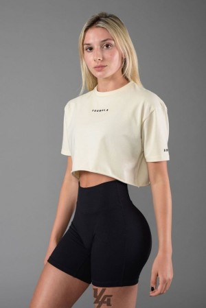 Dámské Topy YoungLA Established Cropped T-shirt Cold Foam | 613450BFS