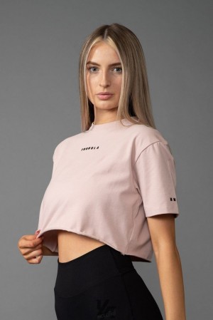 Dámské Topy YoungLA Established Cropped T-shirt Růžové | 073248LHS