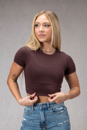 Dámské Topy YoungLA Fitted Foam Tee Pecan | 108234UCM