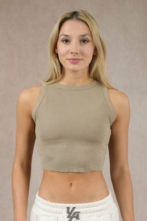 Dámské Topy YoungLA Flexrib Tank Top Roasted Almond | 124596KVB