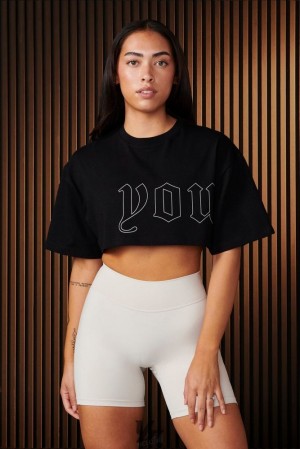 Dámské Topy YoungLA Urban Crop Tee Raven | 639051OPZ