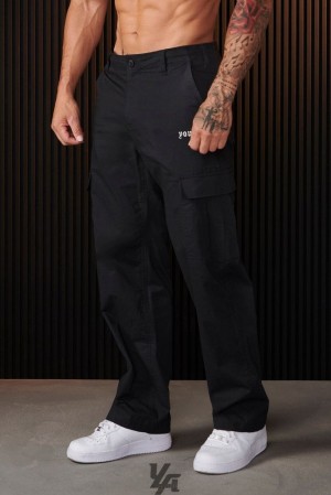 Pánské Jogger Kalhoty YoungLA Trailblaze Cargos Černé | 875649ZJL