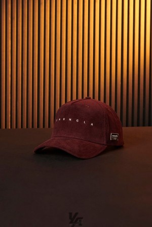 Pánské Klobouky YoungLA Corduroy Hats Vínové | 071329IXY