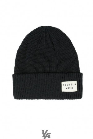 Pánské Klobouky YoungLA Cuffed Beanies Černé | 109257RZV