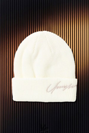 Pánské Klobouky YoungLA Signature Beanies Bílé | 452039OMA