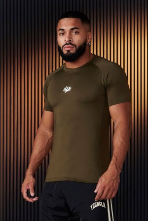 Pánské Košile YoungLA Speed Compression Tees Olivy Zelené | 820467EXV