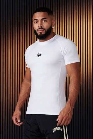 Pánské Košile YoungLA Speed Compression Tees Bílé | 237081JYQ