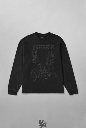 Pánské Košile YoungLA The Dogs Longsleeves Černé Blankyt Světle Modré | 419058YSE