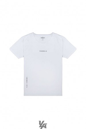 Pánské Košile YoungLA Wide Neck Raw Cut Tee Bílé | 589621DAI