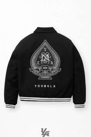Pánské Svrchní Oblečení YoungLA Ace Of Spade Letterman Černé | 673820ZST