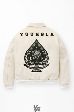 Pánské Svrchní Oblečení YoungLA Ace Of Spade Letterman Béžový | 038159EON
