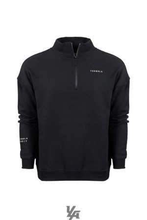 Pánské Svrchní Oblečení YoungLA Alumni Quarter Zips Černé | 527038CAN