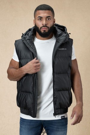 Pánské Svrchní Oblečení YoungLA Brooklyn Puffer Vest Černé | 480965FAE