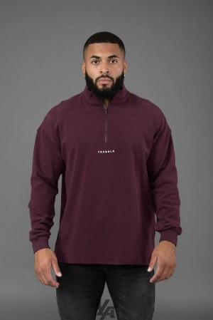 Pánské Svrchní Oblečení YoungLA Cloud Quarter Zip Fialové | 921567BCS